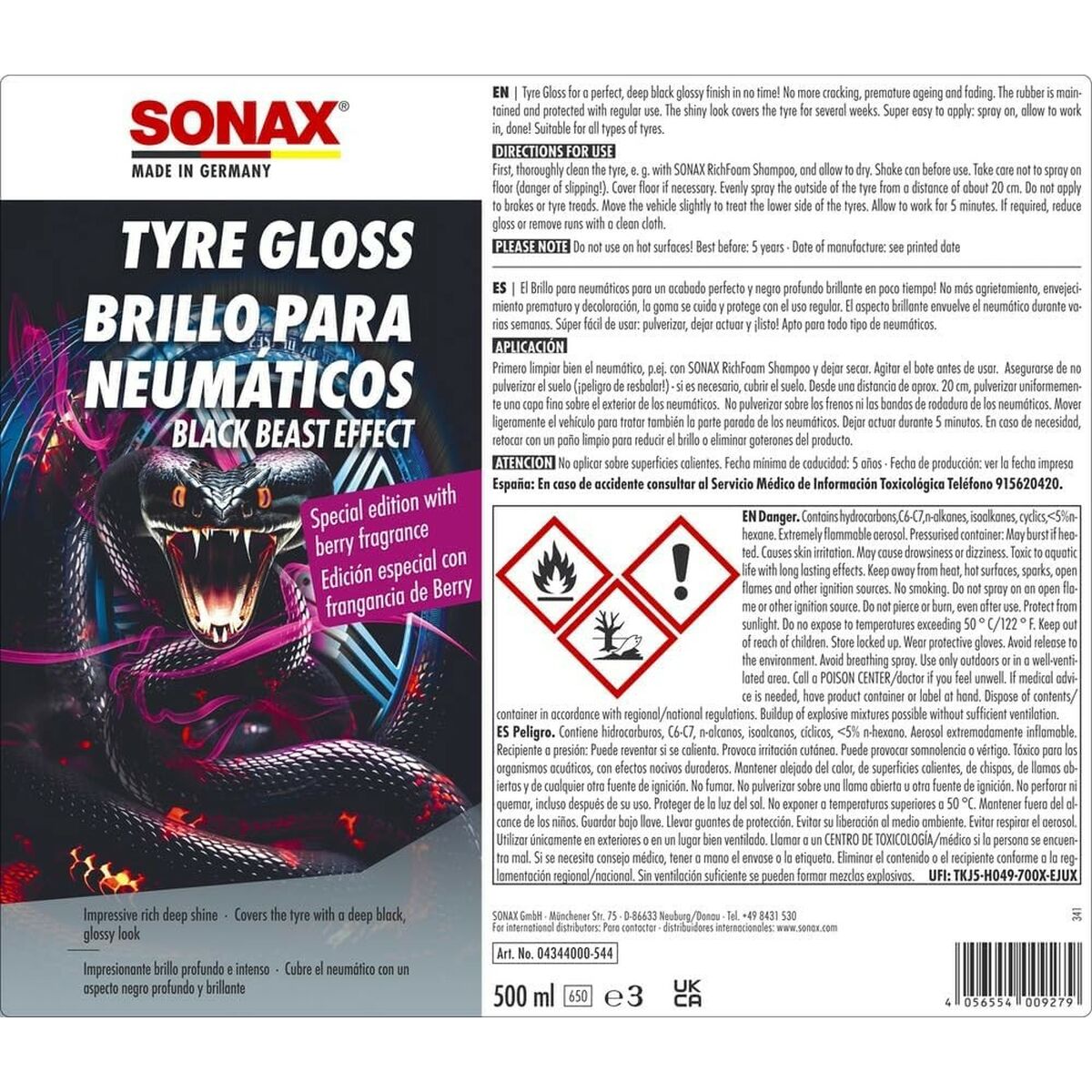 Reifenpolitur Sonax SX04344000 500 ml - Autoschutz